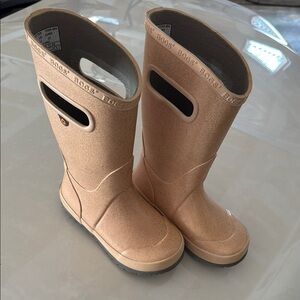 Bogs Girls Classic Rain Boot Glitter Rose Gold Boots size 11 kids